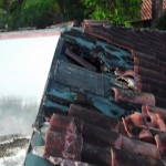 Old roof tile removal