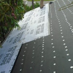 Polystick installation on sloped roof before tile