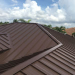 Close-up of standing seam galvalume roof in Mansard Brown