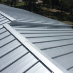Close-up photo of standing seam galvalume roof
